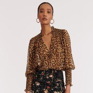 Veronica Beard Jaz Blouse Leopard NWT